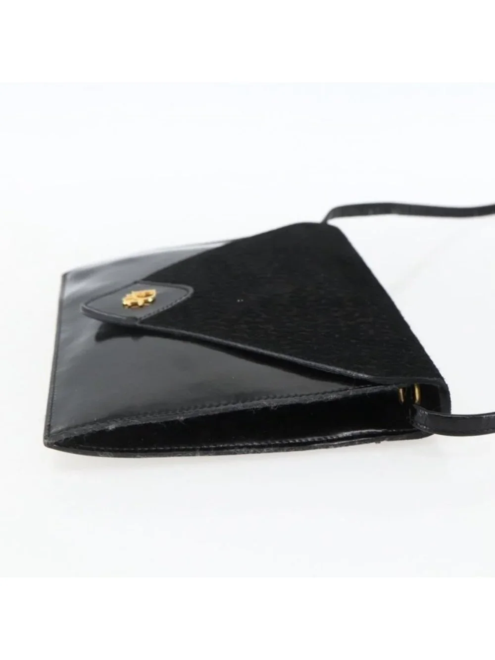 Authentic Christian Dior Shoulder Bag Leather Black Gold - Picture 12 of 16